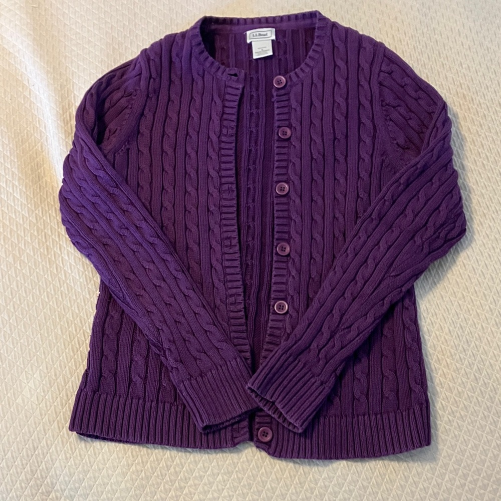 Chico's Rich Purple Cable Knit Cardigan